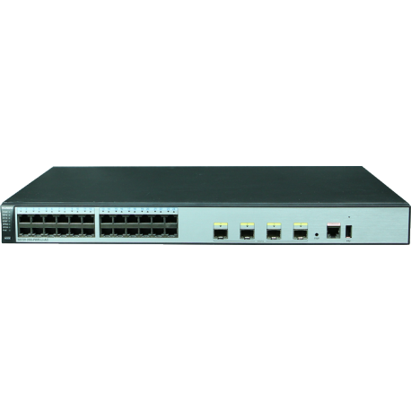 S5720-28X-PWR-LI-AC - Switch manageable niveau 3 simplifié, 24 ports 10/100/1000Base-TX PoE+ & 4 emplacements SFP+, 370 W