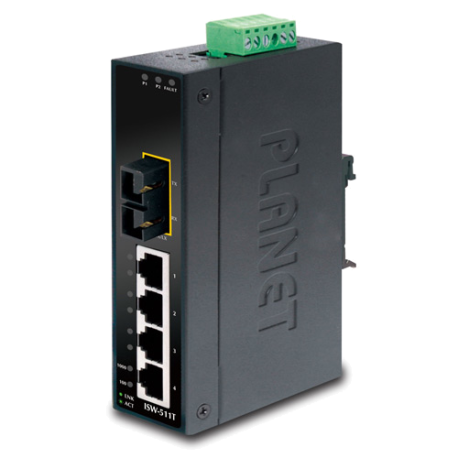 ISW-511T & 511TS15 - Switches industriels IP30 Plug & Play 4 ports Fast Ethernet & 1 port optique, température étendue
