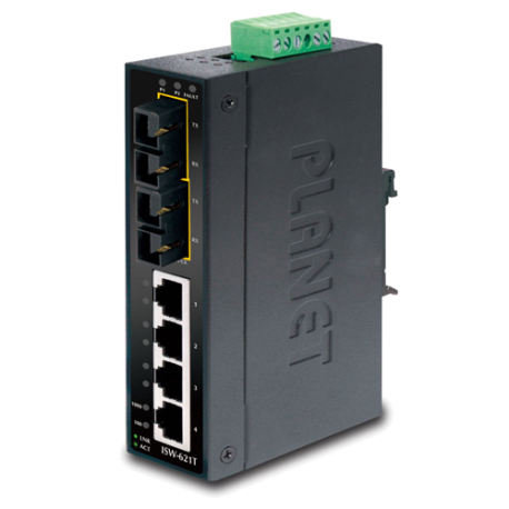 ISW-621T & TS15 - Switches industriels IP30 Plug & Play 4 ports Fast Ethernet & 2 ports optique, température étendue