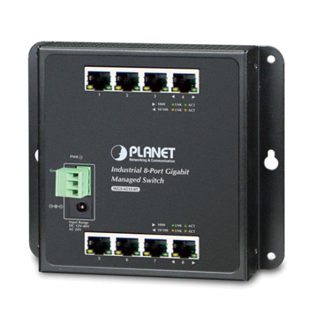 WGS-4215-8T - Switch industriel IP30 Manageable L2+ 8 ports Gigabit Ethernet, montage sur mur