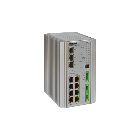 CNGE11FX3TX8MSPOE - Switch Industriel manageable L2 8 ports Gigabit Ethernet PoE et 3 emplacements SFP Multi-Gigabit