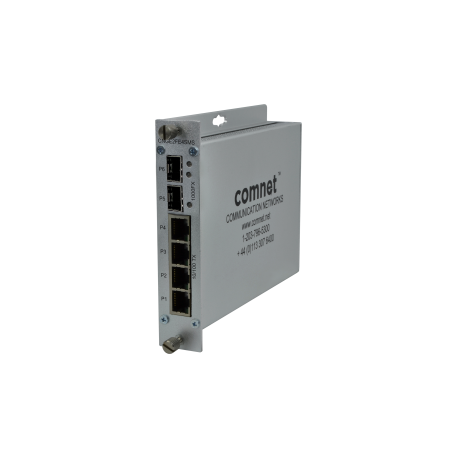 CNGE2FE4SMSPOE - Switch industriel semi manageable 4 ports 10/100Base-TX PoE, 2 emplacements SFP 1000Base-X, température étendue