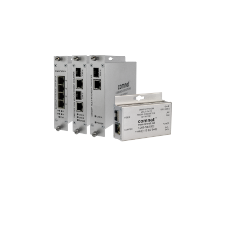 CNMCSFPPOE - Convertisseur de média Gigabit Ethernet industriel 10/100/1000Base-TX PoE+ vers emplacement SFP