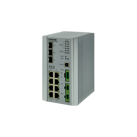 CNGE3FE8MS - Switch Industriel manageable L2 8 ports Fast Ethernet et 3 emplacements SFP Multi-Gigabit