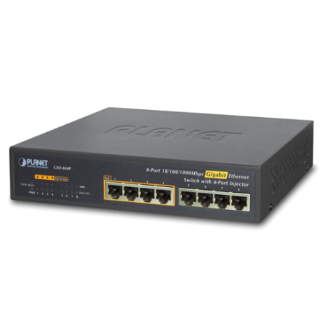 GSD-804P - Switch Plug & Play Gigabit Ethernet 8 ports dont 4 PoE+, format desktop