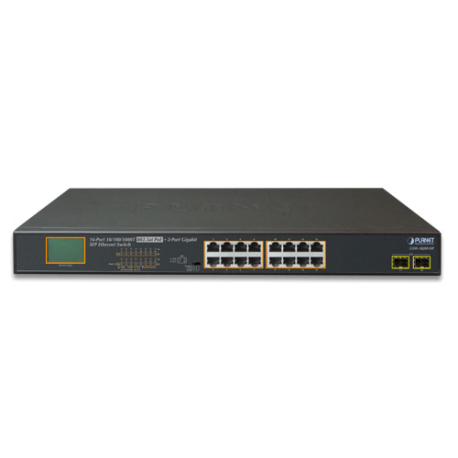 GSW-1820VHP - Switch Plug & Play Gigabit Ethernet 16 ports PoE+, 2 emplacements SFP 1000Base-X, rackable 19"