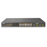 FGSW-1816HPS - Switch WebSmart Fast Ethernet 16 ports PoE+, 2 ports Combo, rackable 19"