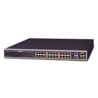 FGSW-2624HPS4 - Switch WebSmart Fast Ethernet 24 ports PoE+, 2 ports Combo R45/SFP, rackable 19"