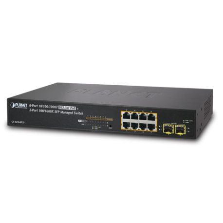 GS-4210-8P2S - Switch Manageable L2, 8 ports Gigabit Ethernet PoE+ & 2 emplacements SFP