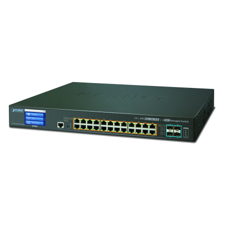 GS-5220-24UPL4XV - Switches Manageables L2+, 24 ports Gigabit Ethernet PoE+, 2 emplacements SFP+ 10G, ecran LCD, ONVIF
