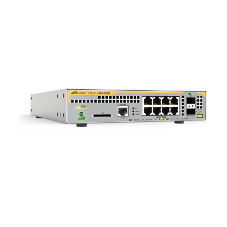 AT-X230-10GP - Switch manageable niveau 3 AlliedWare Plus Gigabit Ethernet 8 ports PoE+, 2 emplacements SFP