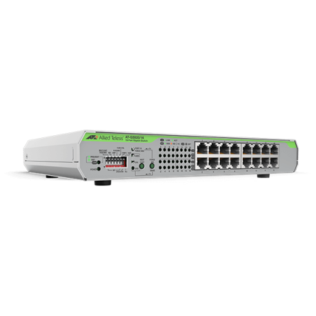 AT-GS920/16 - Switch Plug & Play Gigabit Ethernet 16 ports 10/100/1000Base-TX, fonctions avancées par DIP Switch