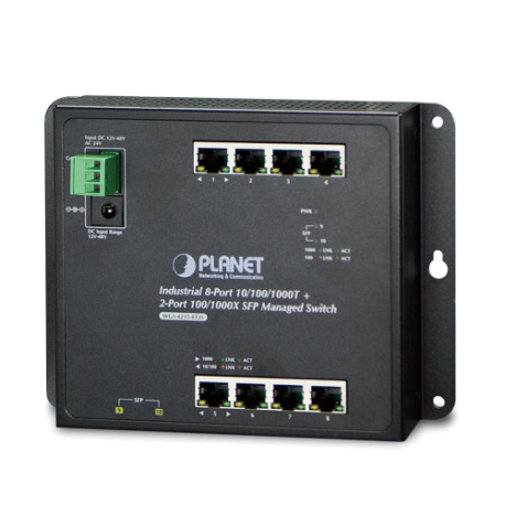 WGS-4215-8T2S - Switch industriel IP30 manageable L2, 8 ports Gigabit Ethernet & 2 ports SFP, montage sur mur