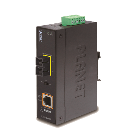 IGTP-802T - Convertisseur de média industriel IP30 Gigabit Ethernet PoE+ vers 1 port 1000Base-SX multimode, connecteur SC