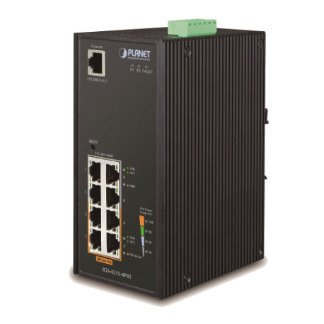 IGS-4215-4P4T - Switch Industriel IP30 manageable niveau 2, 8 ports Gigabit Ethernet dont 4 ports PoE+
