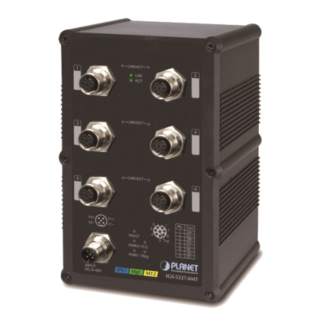 IGS-5227-6MT - Switch industriel IP67 manageable niveau 2, 6 ports M12 code-A Gigabit Ethernet