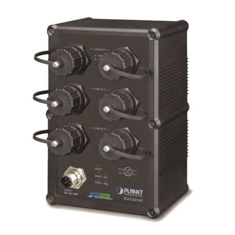IGS-5227-6T - Switch industriel IP67 manageable niveau 2, 6 ports Gigabit Ethernet