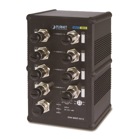 ISW-800T-M12 - Switch industriel IP67 Plug & Play 8 ports M12 Fast Ethernet, température étendue