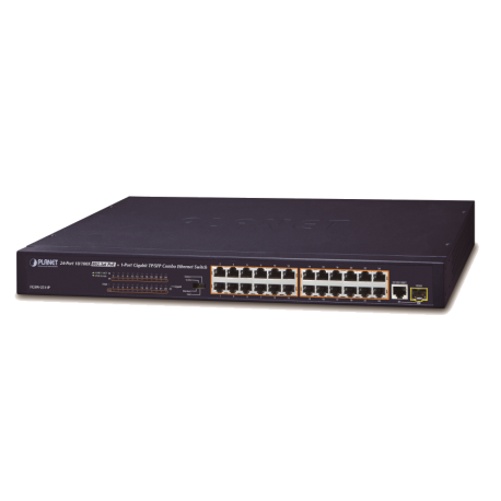 FGSW-2511P - Switch Plug & Play Fast Ethernet 24 ports 10/100Base-TX PoE+, 1 emplacement SFP, PoE étendu jusqu'à 250 mètres