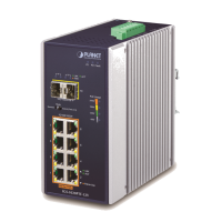 IGS-1020PTF-12V - Switch industriel IP30 Plug & Play 8 ports Gigabit Ethernet PoE+, 2 emplacements SFP, avec booster 12 VDC